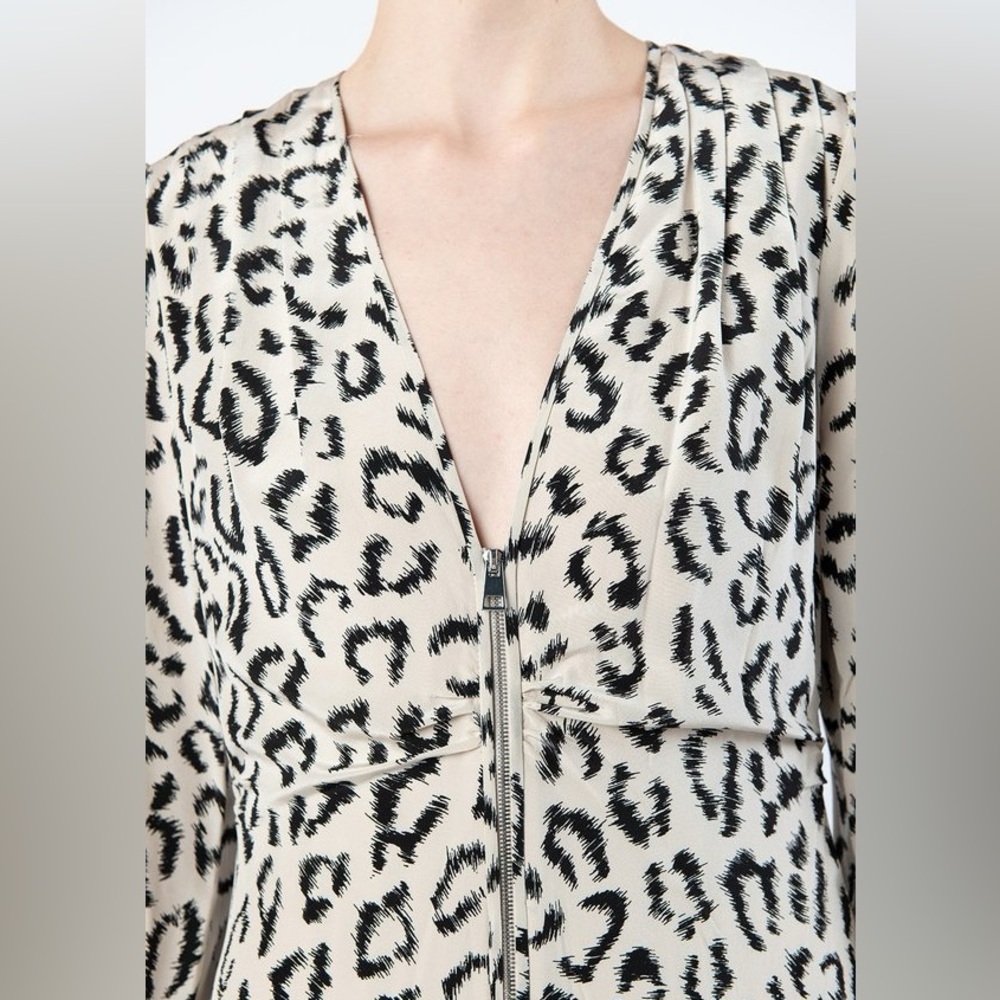 A.L.C. Asymmetrical Leopard Print Dress - Black and White - Picture 4 of 14